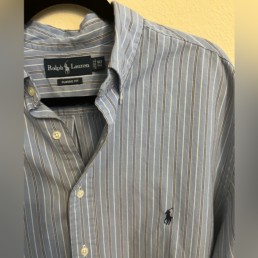 Polo Ralph Lauren Classic Fit Oxford Blue Striped 100% Cotton 2XL Tall